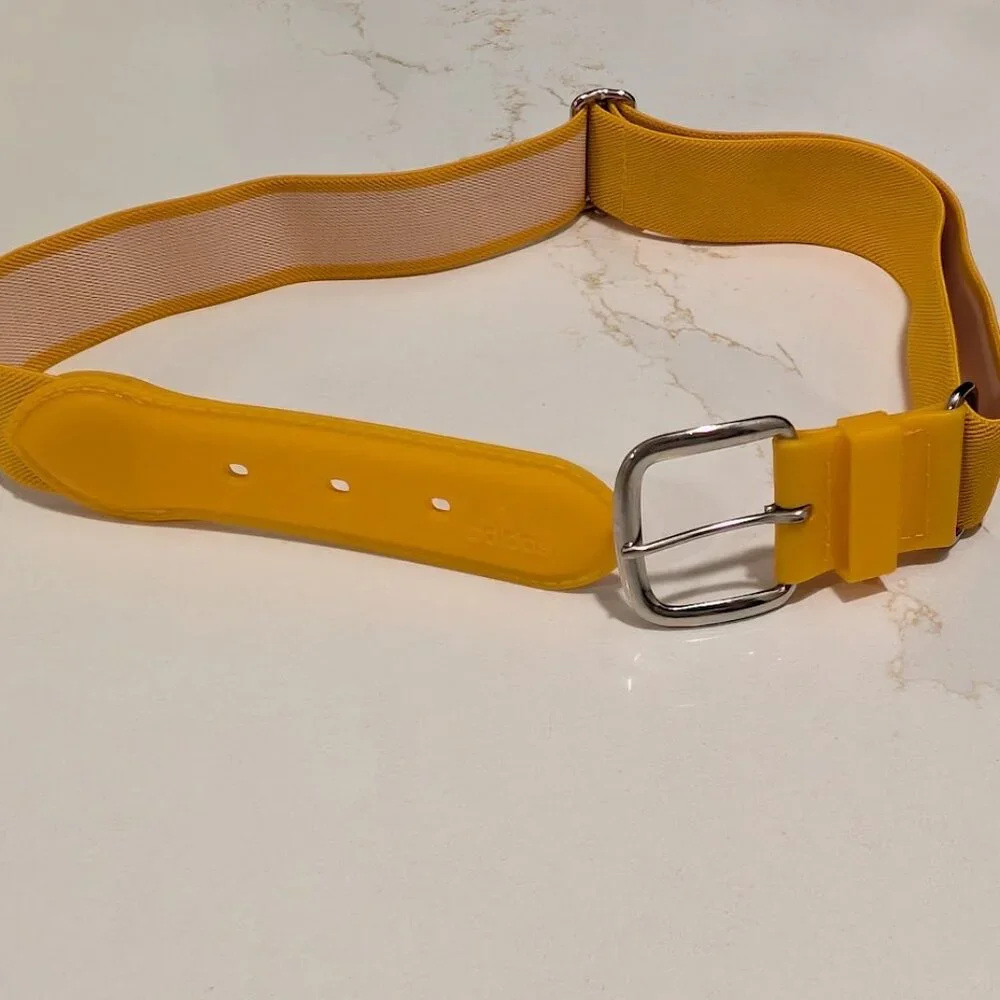 Adidas Baseball Softball Belt One Size Stretch Youth Yellow Logo EUC no flaws